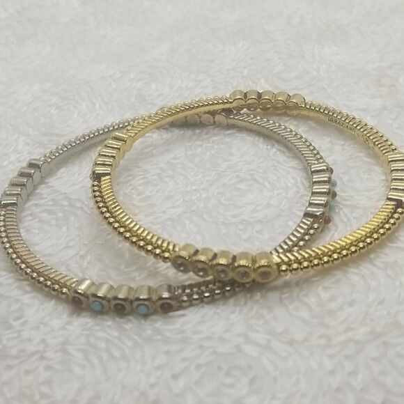 RJ Graziano Bracelets CN Two Gold Bangle Vintage - Picture 4 of 13